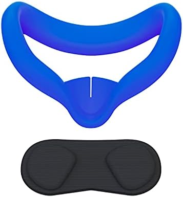 VR Face Cover and Lens Cover Compatible with Quest 2, CNBEYOUNG Sweatproof Silicone Face Pad Mask & Face Cushion for Quest 2 VR Headset (Blue)