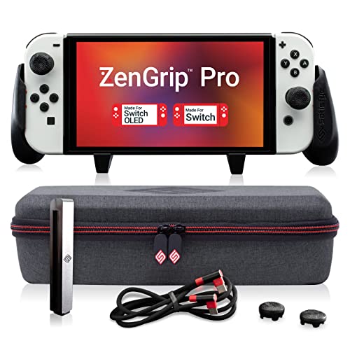 Satisfye – ZenGrip Pro Gen 3 OLED Elite Bundle, Accessories Compatible with Nintendo Switch – The Bundle includes: Grip, Elite Case and a Low Profile USB C-C Cable. BONUS: 2 Thumbsticks+1 JoyCon Rail