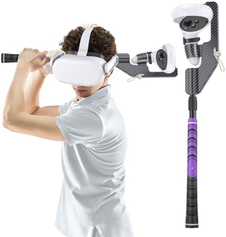 VR Golf Club for Oculus Quest 2, with Real Golf Grip, VR Golf Club Handle Extension Accessory Enhance Immersive VR Game Experience, Purple