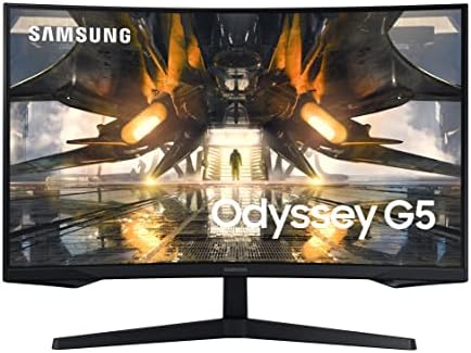 SAMSUNG 32″ Odyssey G55A QHD 165Hz 1ms FreeSync Curved Gaming Monitor with HDR 10, Futuristic Design for Any Desktop, LS32AG550ENXZA