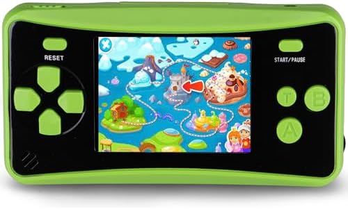 QS17Green Handheld Game for Kids Portable Retro Video Game Player Built-in 182 Classic Games 2.5 inches LCD Screen Family Recreation Arcade Gaming System Birthday Present for Children