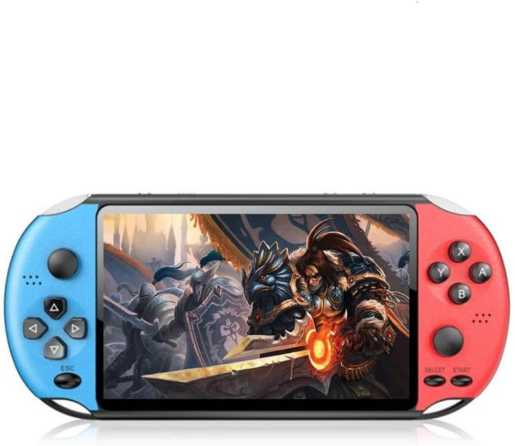 CZT New 5.1-inch Retro Video Game Console Build in 4800 Games of 9 emulators Handheld Portable Game Console Supports MP3/MP4/E-book with Rechargeable Lithium Battery mp3 mp4(Bluered)