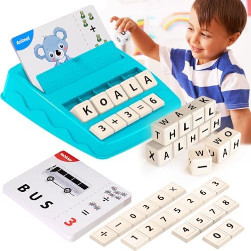 Educational Toys for Kids Ages 3-8, Matching Letter Spelling Game ABC Learning, Easter Children’s Day Halloween Xmas Birthday Party Gifts for 3 4 5 6 7 8 Year Olds Boys and Girls Light Blue