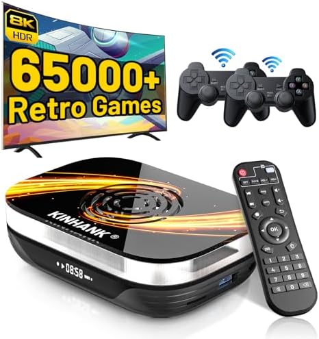 Kinhank Retro Video Game Console Built in 65000+ Classic Games, Super Console X3 Plus Retro Gaming Console with 65+Emulators,EmuELEC 4.6/Android 9.0/CoreE,2.4G+5G WiFi,BT 4.0,Best Gift