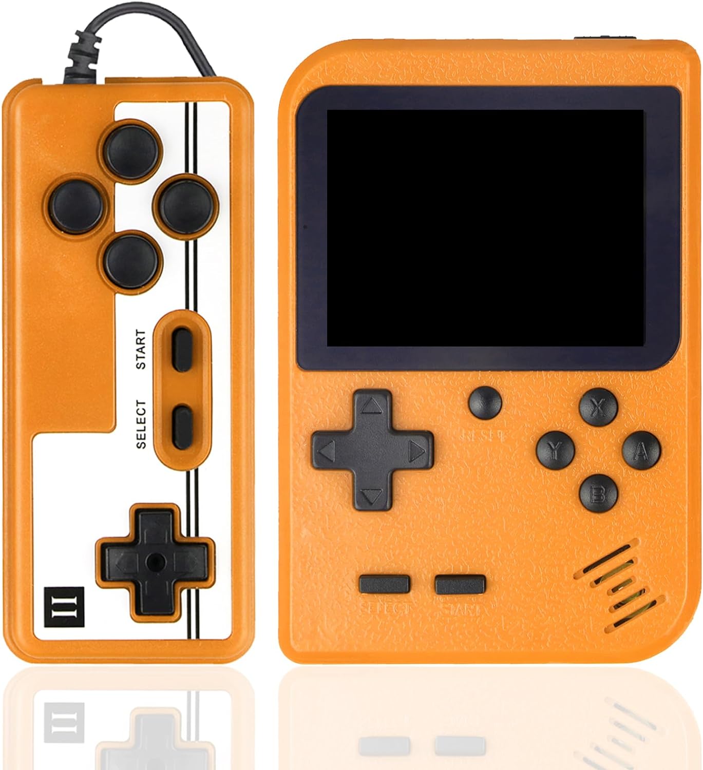 Hikonia Handheld Game Console,Portable Retro Video Game Console with 500 Classical Games,3.0 Inches Screen,1020mAh Rechargeable Battery,Support for TV & Two Players,Gift for Kids & Adult(Orange)