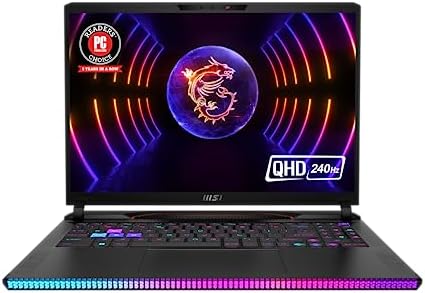 MSI Raider GE68Hx Laptop: Intel Core i9-13980HX, GeForce RTX 4090, 16″ QHD+ 240Hz, 32GB DDR5, 1TB NVMe SSD, Thunderbolt 4, Cooler Boost 5, Win 11 Home: Black 13VI-202US