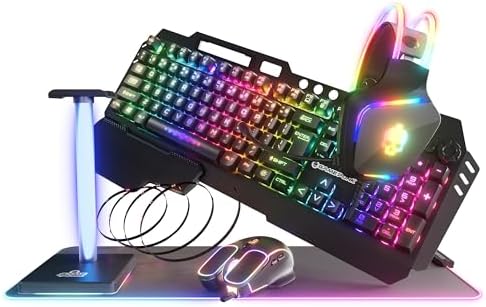 Codebreakers PC Gaming Bundle – Includes Keyboard, Mouse, Headset, LED XL Mouse Pad, Stand, RGB Light Strip – 6-in-1 PC Gaming Accessory Bundle