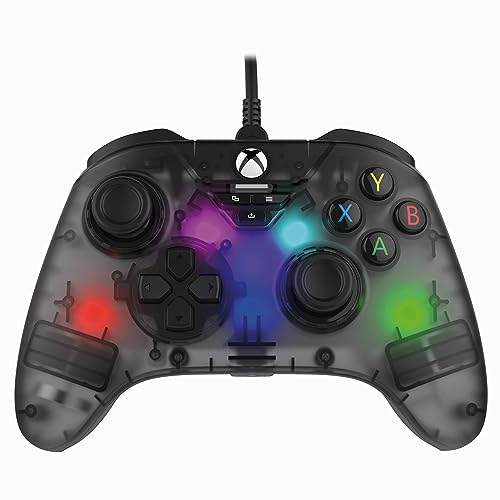 Snakebyte Wired Video Game Controller – Xbox Series X|S, Xbox One & PC – Officially Licensed –Gamepad RGB X – Hall Effect Sensors for Precision Joysticks/Triggers – 3.5mm Audio Jack – Smoke Gray RGB