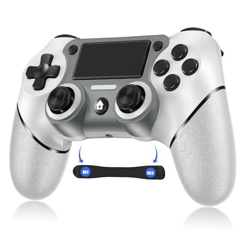 Wireless Controller for PS4, Wired P-4 Pro Controller with Paddles, White P-4 Controller Accessories, P-4 Accessories Perfect Adaptive Full Version 4/4 Pro/Slim.