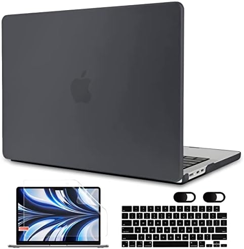 MEEgoodo Case for M3 MacBook Air 13.6 inch CaseCase 2024 2022,Fit Model A3113 A2681 with M3 M2 Chip, Laptop Hard Shell Cases with Keyboard Cover & Camera Cover for MacBook Air M2, Matte Black