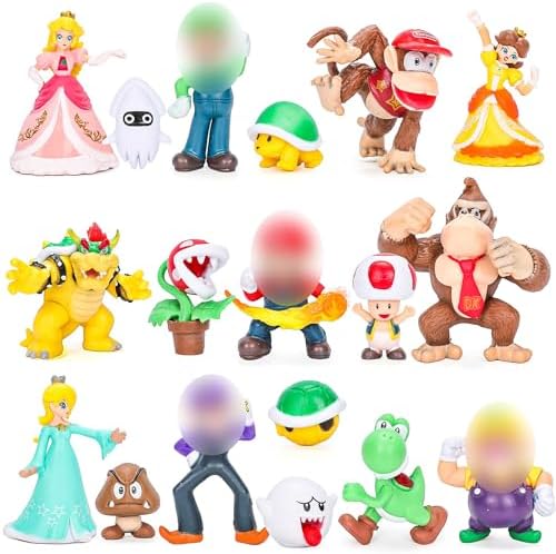 Super Character Figures Toys – 18PCS Cake Topper Birthday Party Cupcake Decoration, Collection Playset, Christmas Gift for Kids Game Fans