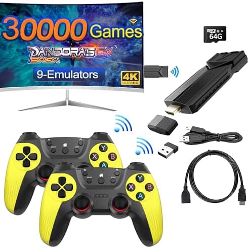 30000+ Retro Game Stick , Retro Game Console, Revisit Classic Games Stick , Retro Play Plug and Play Video Games Stick , Multiple emulators , 4K HDMI Output, Premium Competitive Dual Controllers