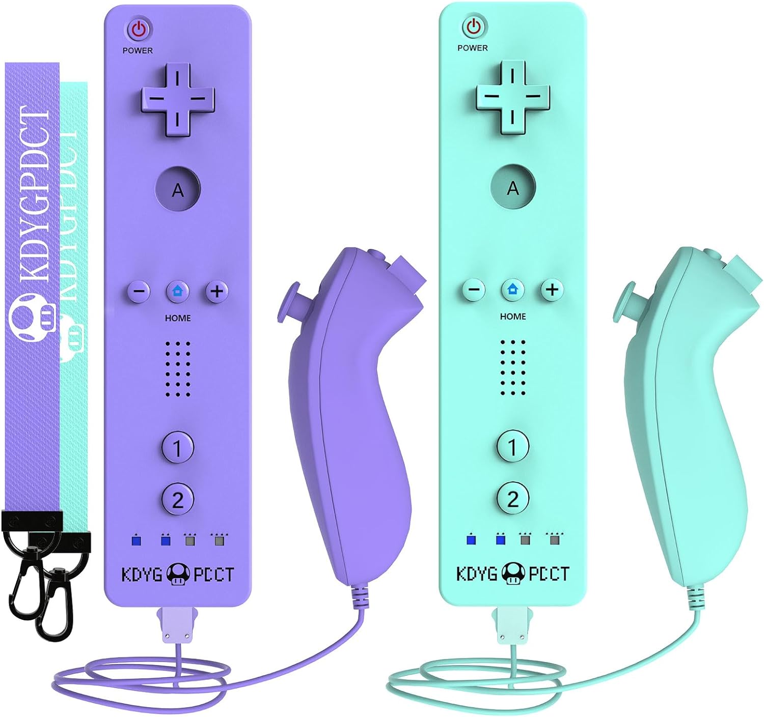 KDYGPDCT 2 Pack Wii Remote with Nunchuck,Wii Controller with 2 Nunchucks Compatible with Nintendo Wii/Wii U (Blue + Purple)