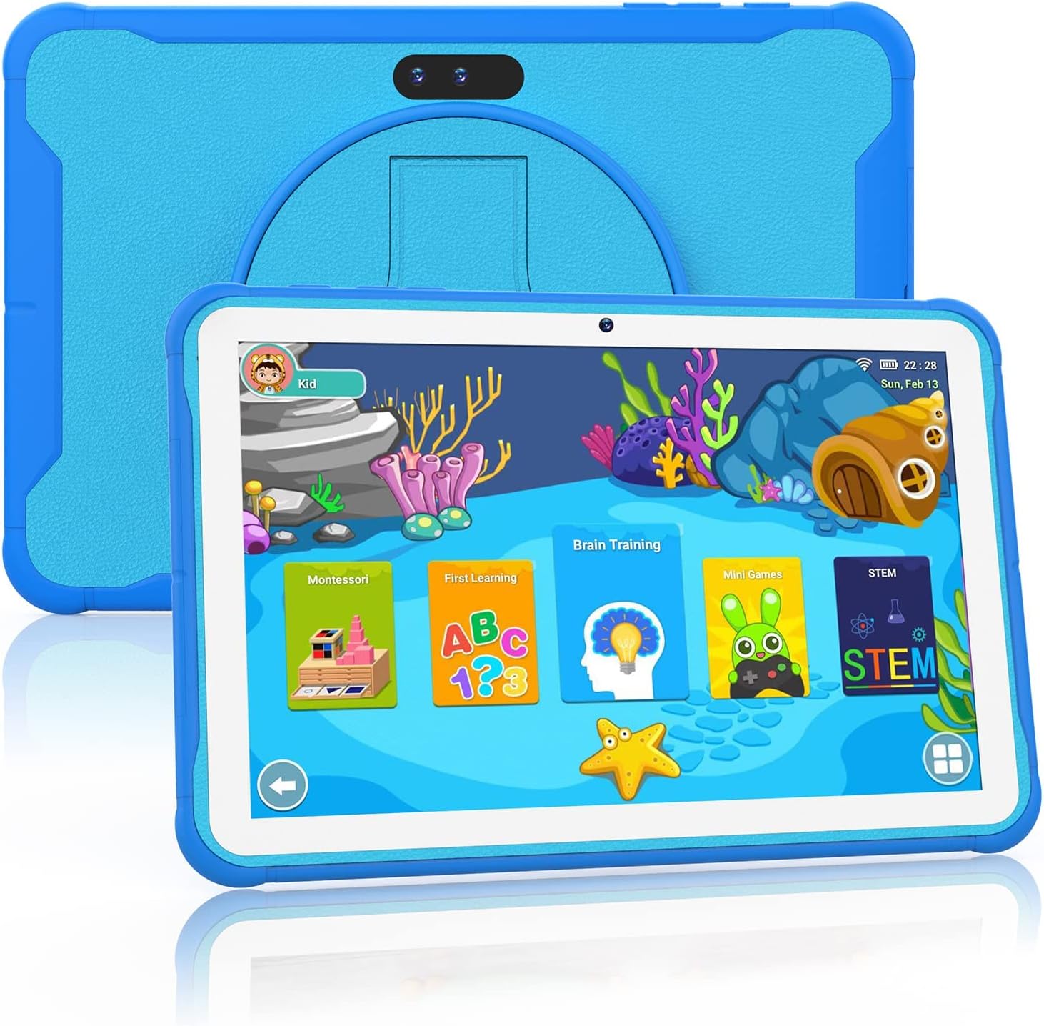 10.1 ” Android Toddler Tablet 2GB 32GB for Kids APP Preinstalled & Parent Control Kids Learning Education Tablet WiFi Camera,Netflix YouTube Hands-Free Watching(2022 Release),Blue