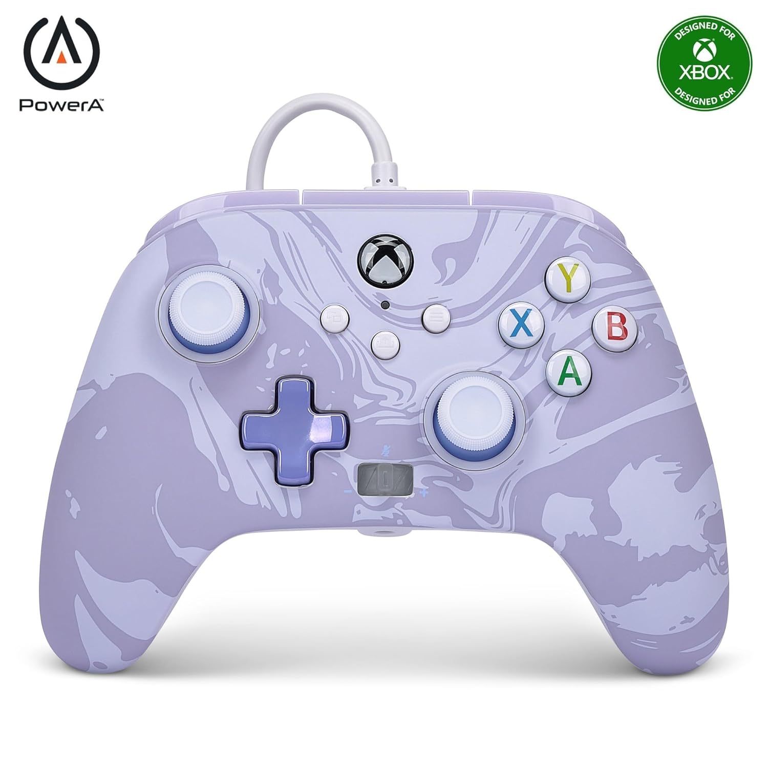 PowerA Enhanced Wired Controller for Xbox Series X|S – Lavender Swirl, gamepad, wired video game controllerDetachable 10ft USB-C Cable, Mappable Buttons and Rumble Motors, Officially Licensed for Xbox