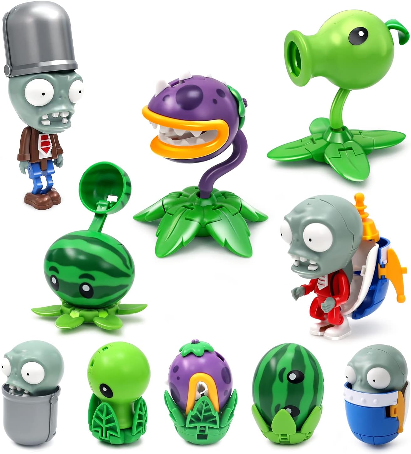 Maikerry Plants and Zombies Toys vs Egg Transformation Series Assembled Toys Action Figures Set Gift Game Fan Party Birthday Gifts Zombie PVZ Toys Figurines for Boys Girls