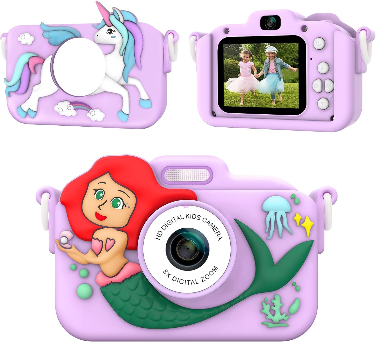 Kids Camera, Mermaid & Unicorn Selfie Digital Camera Toys for Kids, Christmas Birthday Gifts for Girls Boys Age 3 4 5 6 7 8 9 Years Old, 32GB SD Card Included