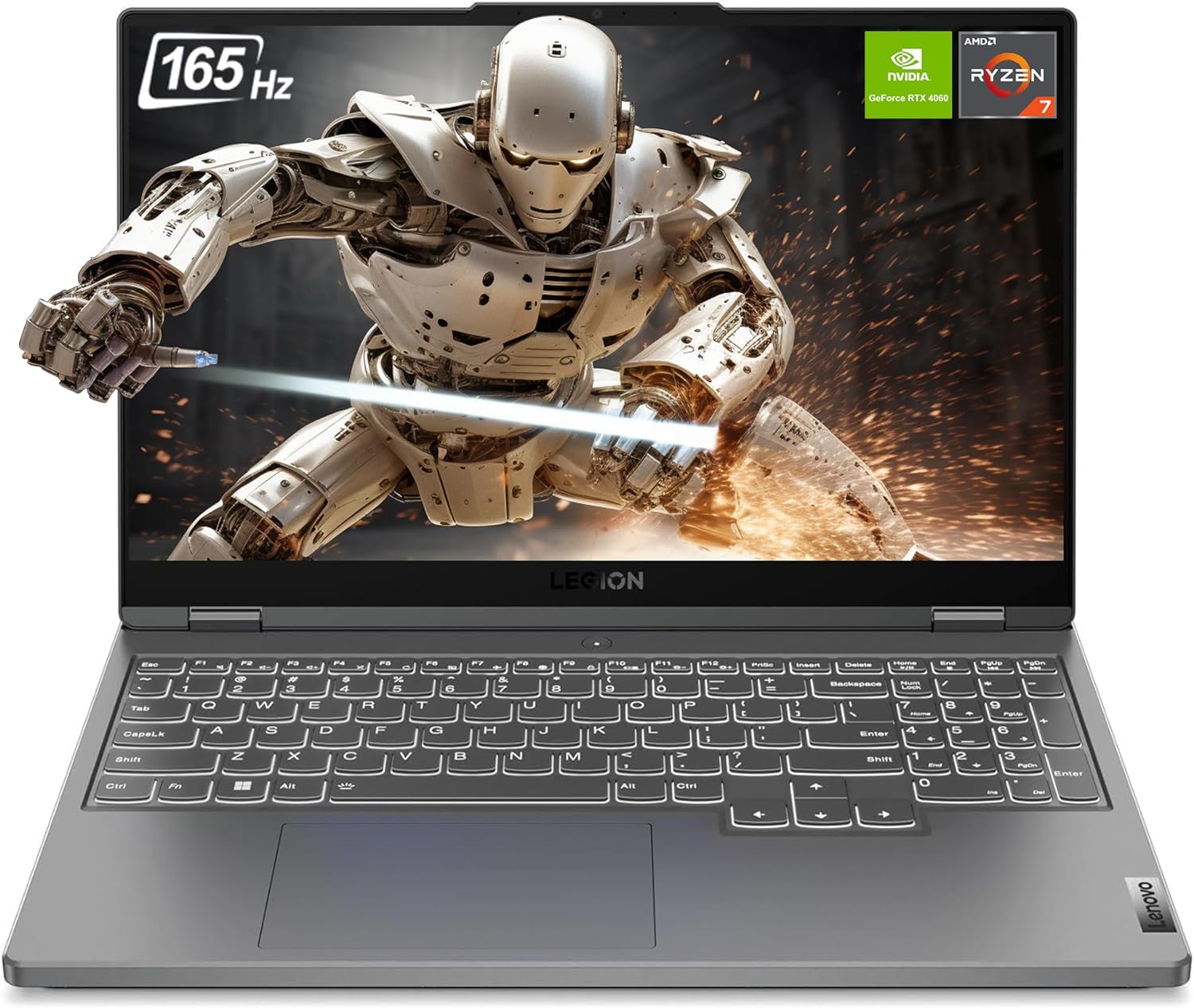 LENOVO Legion 5 Gaming Laptop, 15.6″ WQHD Display, AMD Ryzen 7 7735HS, 32 GB DDR5 RAM, 2 TB PCIe SSD, NVIDIA GeForce RTX 4060, Backlit Keyboard, Windows 11 Home, Storm Grey
