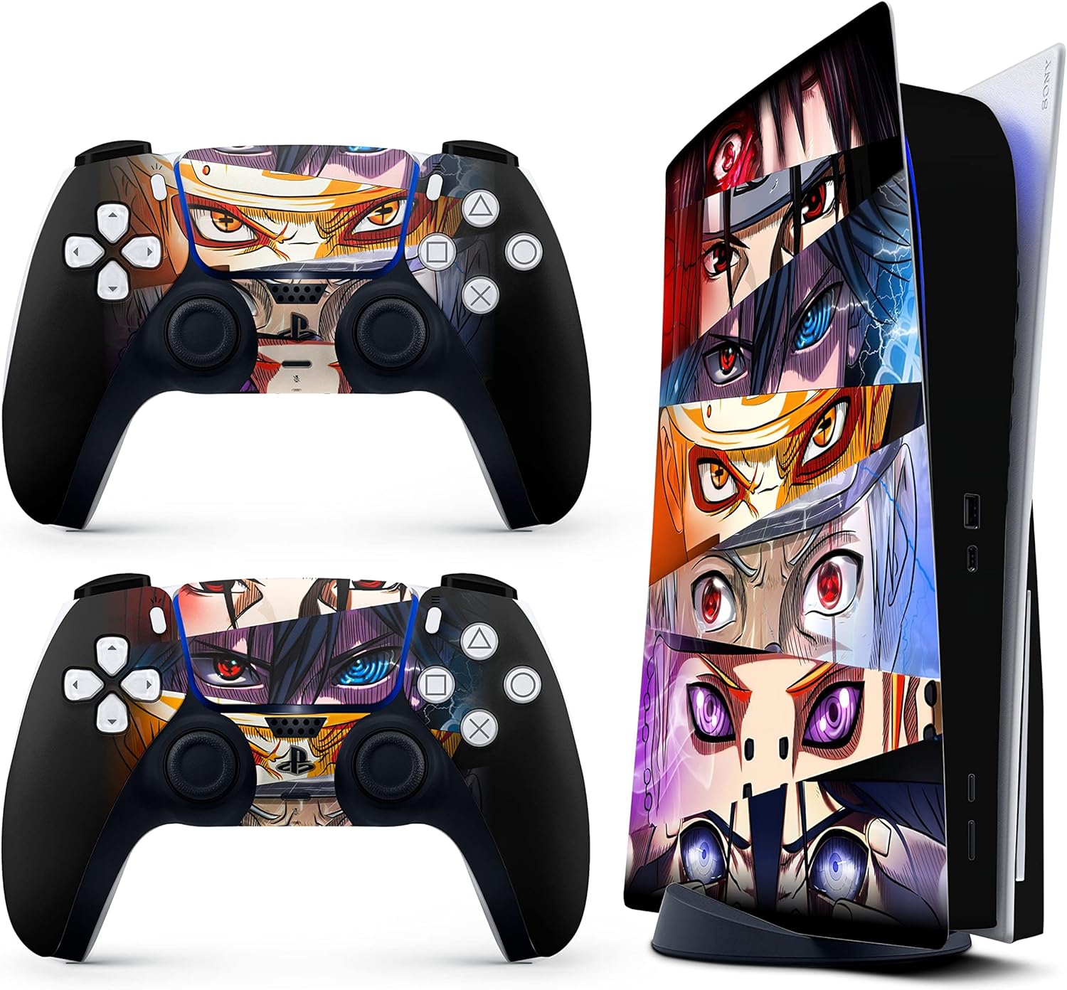 HK Studio Anime Eyes Decal Sticker Skin Specific Cover for Both PS5 Disc Edition and Digital Edition – Waterproof, No Bubble, Including 2 Controller Skins and Console Skin