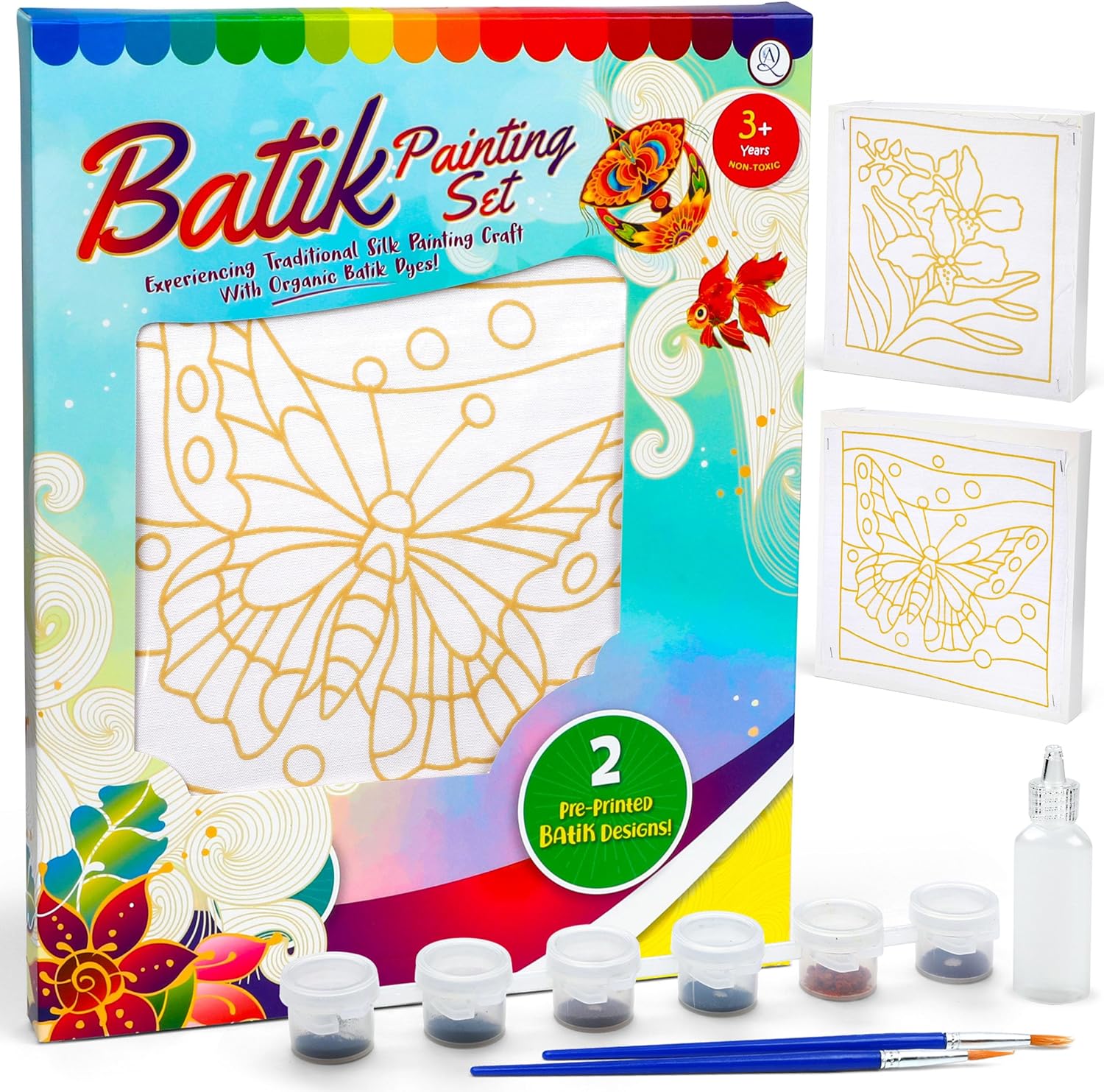 Malaysian Batik Organic Colors Painting 2-in-1 Kit (Butterfly, Orchid Flower) – Art Craft Painting Activity Kit Set for Adults and Kids